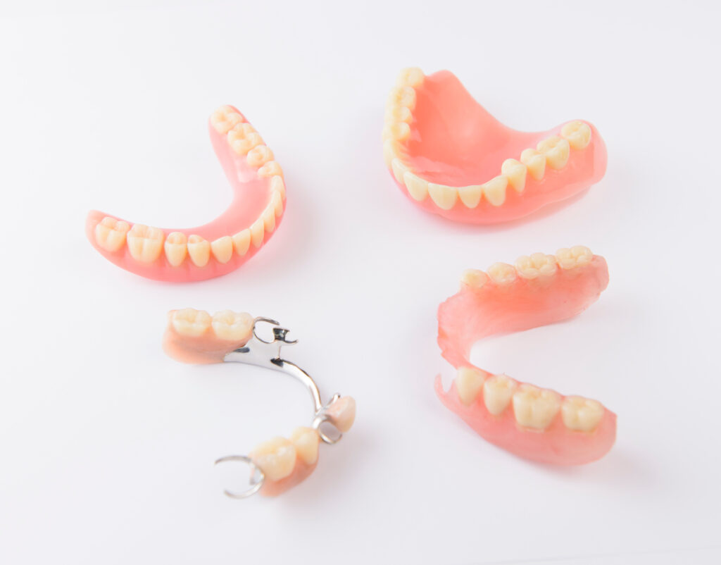 A picture of various dentures